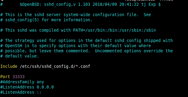 Die sshd_config File, in welcher man den SSH Port ändern kann.