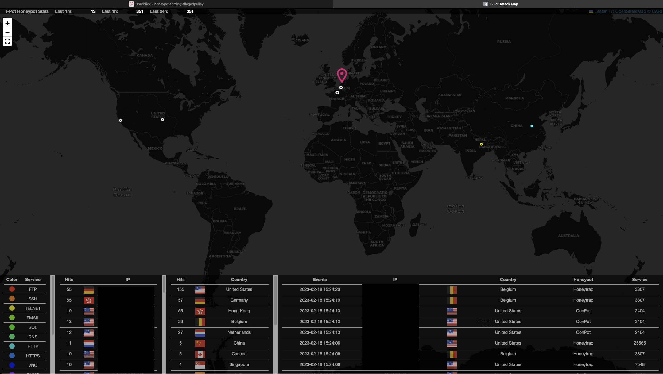 Screenshot der Attack Map